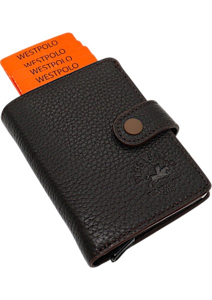 Hakiki Deri Mekanizmalı Bol Kart Bölmeli Patlı Unisex Cüzdan - Kahverengi modelleri