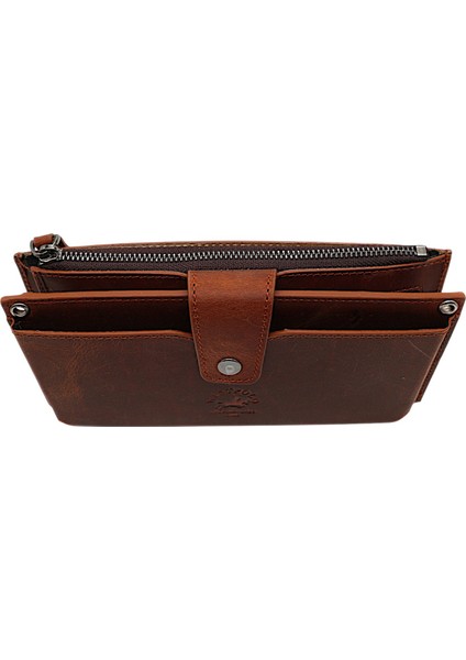 Hakiki Eskitme Deri El ve Omuz Askılı El Bandlı ve Telefon Bölmeli Kadın Cüzdanı - G2 Taba modelleri