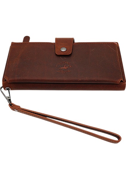 Hakiki Eskitme Deri El ve Omuz Askılı El Bandlı ve Telefon Bölmeli Kadın Cüzdanı - G2 Taba fırsatları