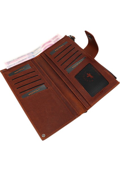 Hakiki Eskitme Deri El ve Omuz Askılı El Bandlı ve Telefon Bölmeli Kadın Cüzdanı - G2 Taba indirimleri