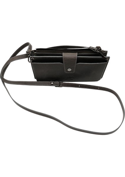 Hakiki Eskitme Deri El ve Omuz Askılı El Bandlı ve Telefon Bölmeli Kadın Cüzdanı - Gri indirimleri