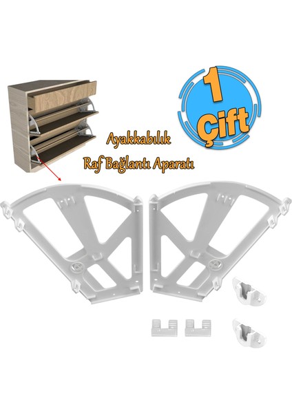 Açılır Kapanır Ayakkabılık Raf Bağlantı Aparatı Plastik 1 Takım Sağ Sol Farklı Bölmeli Gri Renk modelleri