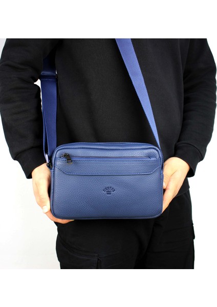 Erkek Lacivert Lüks Orta Boy Askılı Postacı Omuz Çantası