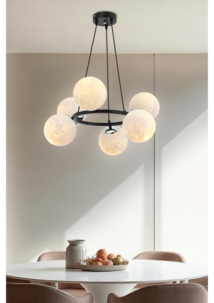 Vega 6’Lı 3D Başlıklı Sarkıt Avize Modern Dekoratif Aydınlatma