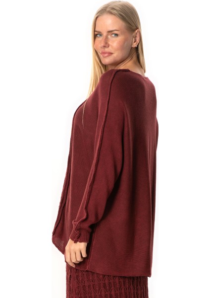 Uzun Kol Elvan Sonbahar ve Kışlık Triko Bluz Bordo Brd fiyatları
