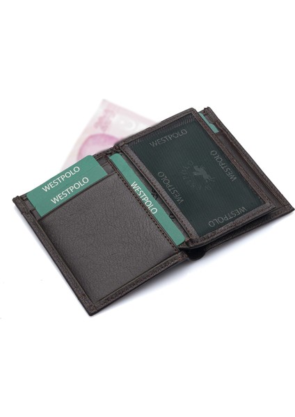 Hakiki Deri Kağıt Para ve Kart Bölmeli Erkek Cüzdanı - Kahverengi modelleri