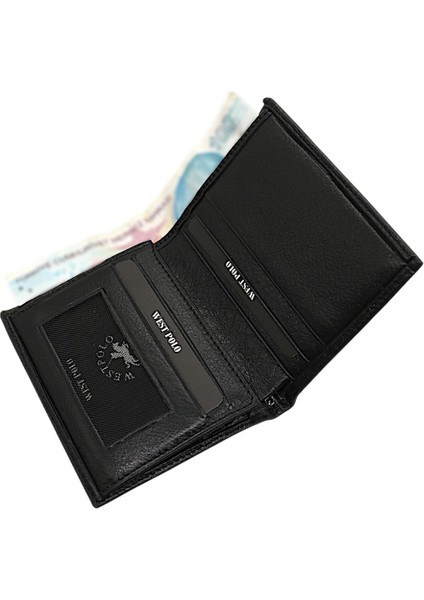 Hakiki Deri Kağıt Para ve Bol Kart Bölmeli Erkek Cüzdanı - Siyah modelleri