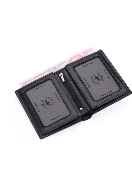 Hakiki Deri Kağıt Para ve Bol Kart Bölmeli Erkek Cüzdanı - Siyah modelleri