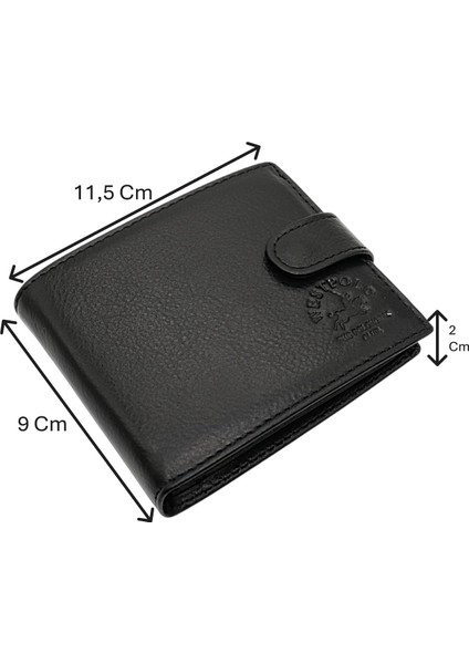Kağıt Para, Bozuk Para ve Bol Kart Bölmeli Patlı Hakiki Deri Erkek Cüzdanı - Siyah