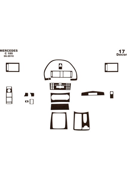 Mercedes C 180 Piano Black Kaplama 2006 17 Parça Koyu Meşe
