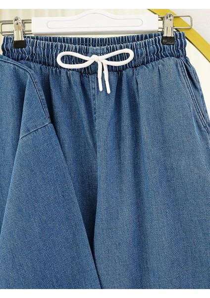 Önü Bağlamalı Cepli Pantolonlu Kot Kimono Takım fırsatları