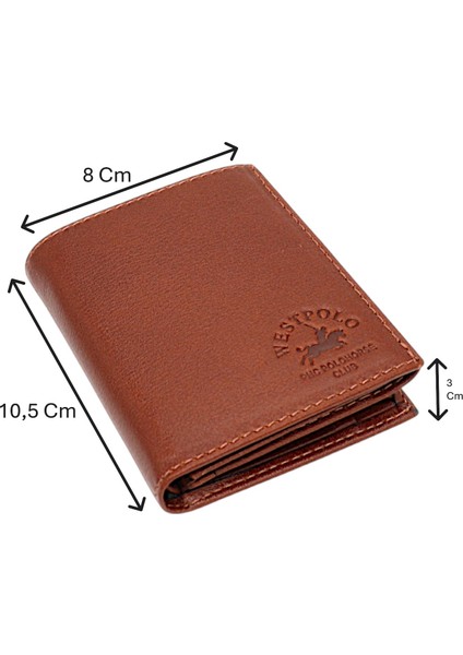 Kağıt Para ve Bozuk Para Bölmeli Hakiki Deri Erkek Cüzdanı - Taba