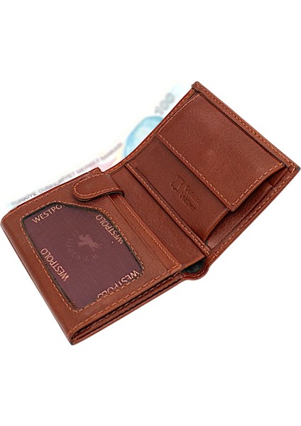 Kağıt Para ve Bozuk Para Bölmeli Hakiki Deri Erkek Cüzdanı - Taba modelleri