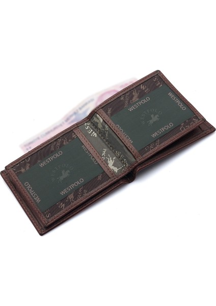 Hakiki Deri Kağıt Para, Bozuk Para ve Bol Kart Bölmeli Erkek Cüzdanı - Kahverengi fırsatları