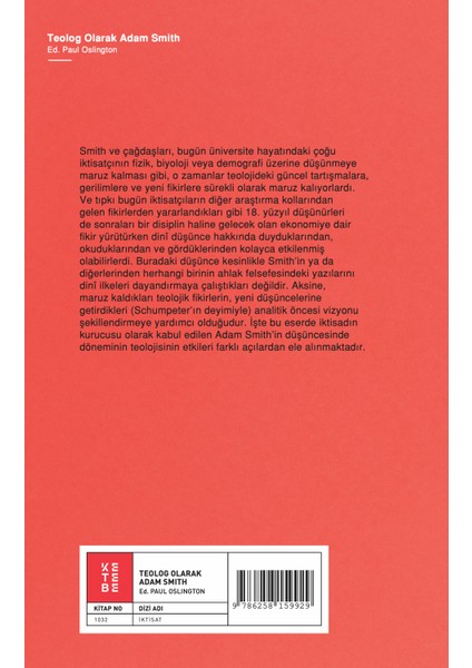 Teolog Olarak Adam Smith - Ed. Paul Oslington fiyatları