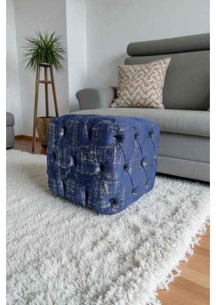 Küp Puf - BEST İthal Kadife Babyface Kumaş Varak Baskı - Modern Ve Şık Oturma Dekoratif Puf&Bench