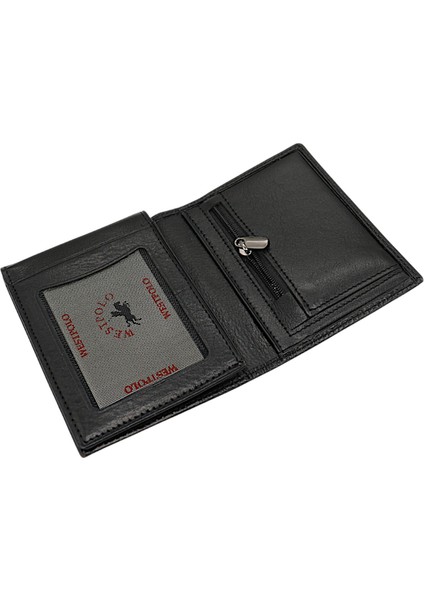 Hakiki Deri Kağıt Para, Bozuk Para ve Kart Bölmeli Erkek Cüzdanı - Siyah modelleri