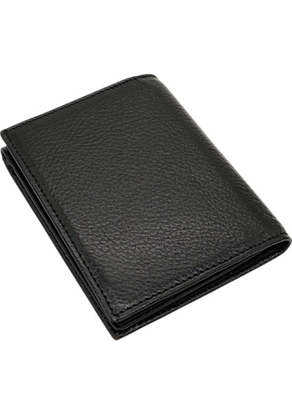 Hakiki Deri Kağıt Para, Bozuk Para ve Kart Bölmeli Erkek Cüzdanı - Siyah indirimleri