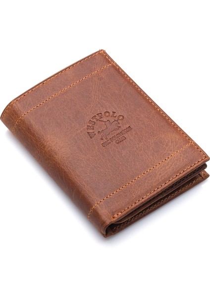 Hakiki Eskitme Deri Kağıt Para ve Kart Bölmeli Erkek Cüzdanı - Kızıl Taba fiyatları