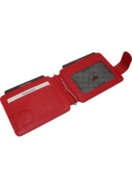 Hakiki Deri Çift Taraflı Kullanıma Uygun Kuşaklı Kağıt Para Klipsli Unisex Kartlık-Kırmızı modelleri