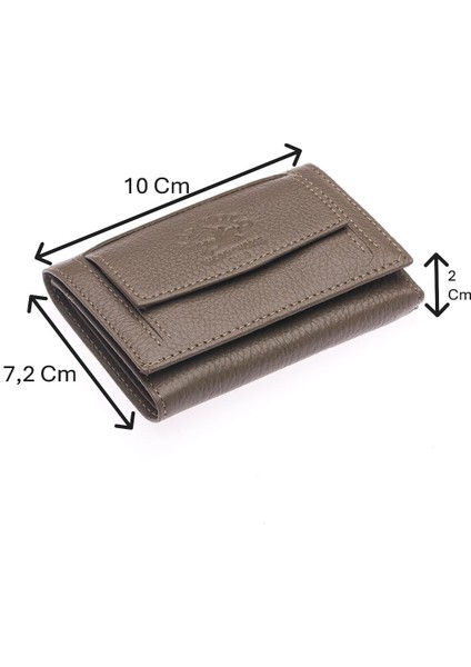 Unisex Hakiki Deri Bozuk Para ve Kağıt Para Bölmeli Cüzdan Kartlık - Kum