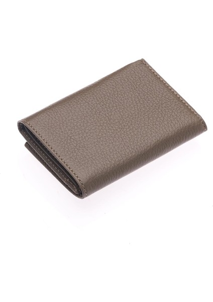 Unisex Hakiki Deri Bozuk Para ve Kağıt Para Bölmeli Cüzdan Kartlık - Kum