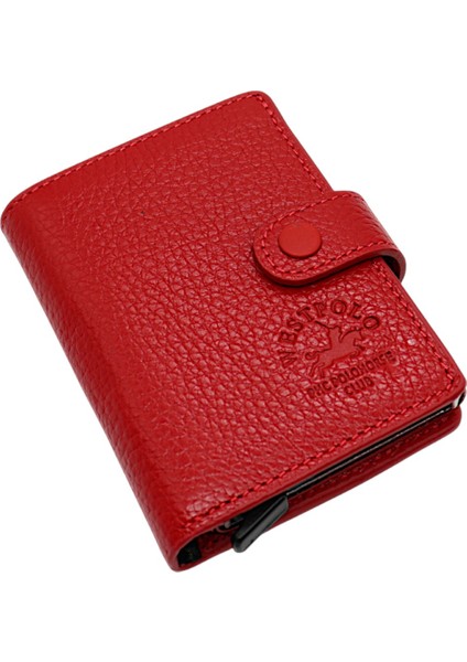Grimm Bozuk Para ve Bol Kart Bölmeli Unisex Hakiki Deri Mekanizmalı Kartlık - Kırmızı fiyatları