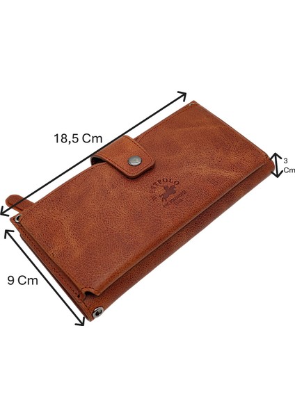 Hakiki Eskitme Deri El ve Omuz Askılı El Bandlı ve Telefon Bölmeli Kadın Cüzdanı - Tg Taba