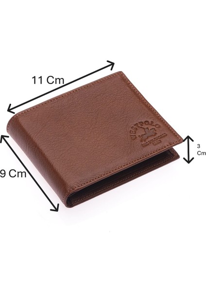Fermuarlı Kağıt Para ve Bol Kart Bölmeli Hakiki Deri Erkek Cüzdanı - Taba
