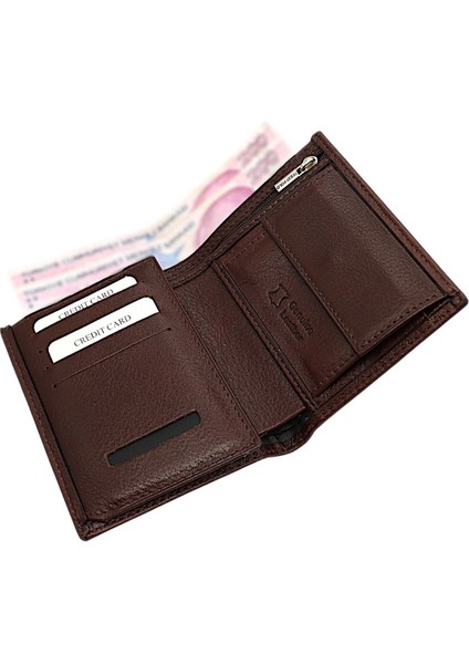 Tonka Kağıt Para, Bozuk Para ve Bol Kart Bölmeli Hakiki Deri Erkek Cüzdanı - Kahverengi modelleri