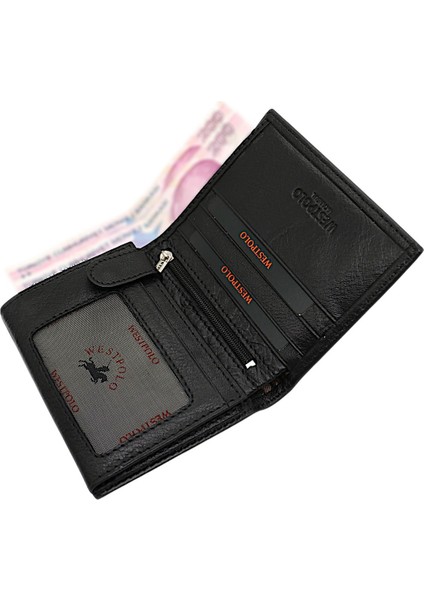 Hakiki Deri Bol Kart Bölmeli Fermuarlı ve Patlı Erkek Cüzdan - Siyah modelleri