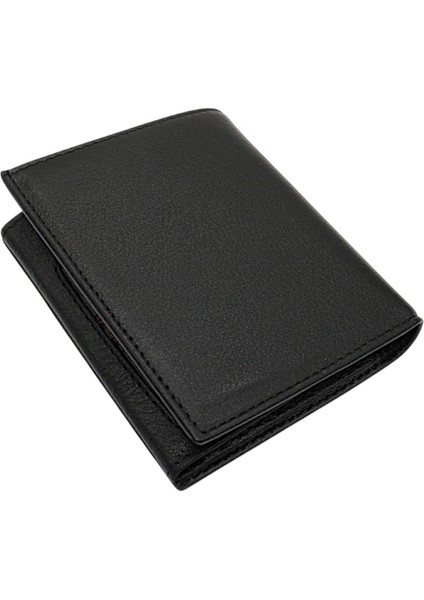Hakiki Deri Bol Kart Bölmeli Fermuarlı ve Patlı Erkek Cüzdan - Siyah