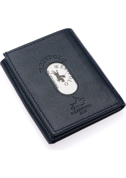 Hakiki Deri Kağıt Para ve Kart Bölmeli Unisex Cüzdan - Lacivert fiyatları