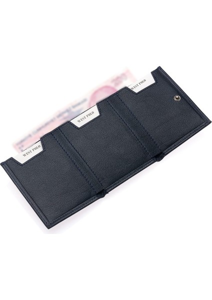 Hakiki Deri Kağıt Para ve Kart Bölmeli Unisex Cüzdan - Lacivert modelleri