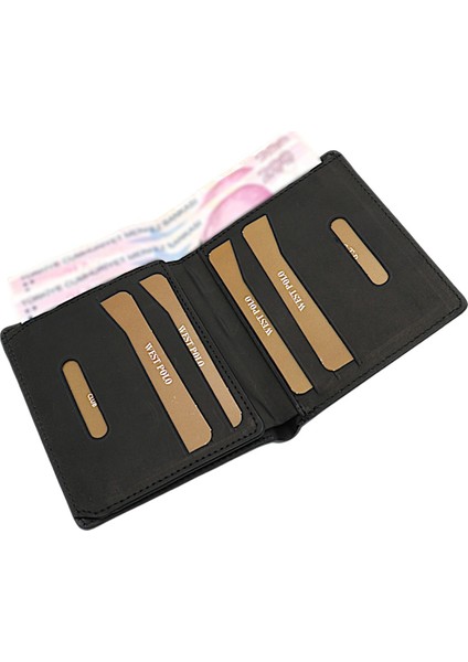 Kağıt Para ve Bol Kart Bölmeli Unisex Crazy Eskitme Hakiki Deri Cüzdan Kartlık - Siyah modelleri