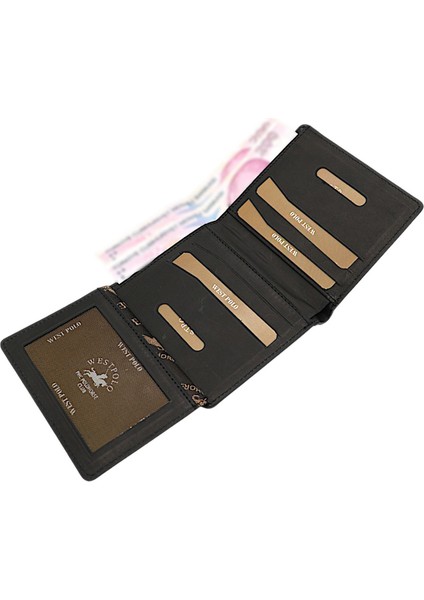 Kağıt Para ve Bol Kart Bölmeli Unisex Crazy Eskitme Hakiki Deri Cüzdan Kartlık - Siyah fırsatları