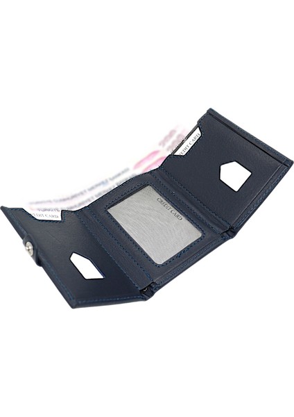 Hakiki Deri Bozuk Para, Kağıt Para ve Kart Bölmeli Patlı Erkek Cüzdan - Lacivert modelleri