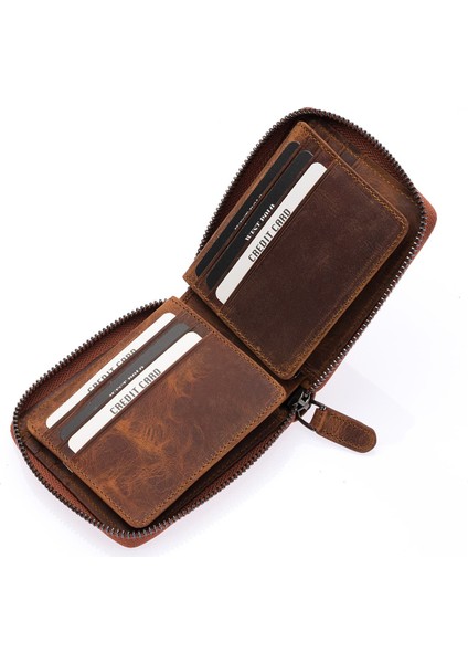 Unisex Kağıt Para ve Bol Kart Bölmeli Hakiki Eskitme Deri Cüzdan Kartlık - G2 Taba modelleri