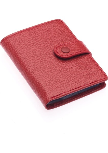 Hakiki Deri Kağıt Para ve Şeffaf Bol Kart Bölmeli Patlı Unisex Kartlık Cüzdan - Gül Kurusu fiyatları