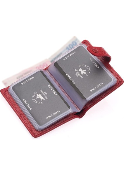 Hakiki Deri Kağıt Para ve Şeffaf Bol Kart Bölmeli Patlı Unisex Kartlık Cüzdan - Gül Kurusu fırsatları