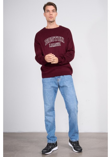 Çetinkaya Mentality 5262 Erkek Bisiklet Yaka Nakışlı 2/35 Akrilik Triko Bordo fiyatları