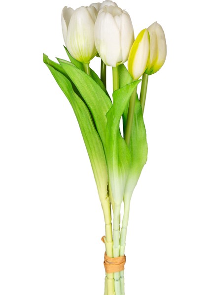 Yapay Lale 3 Çiçek 2 Tomurcuklu Beyaz 33 Cm.