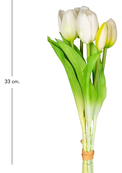 Yapay Lale 3 Çiçek 2 Tomurcuklu Beyaz 33 Cm. fırsatları