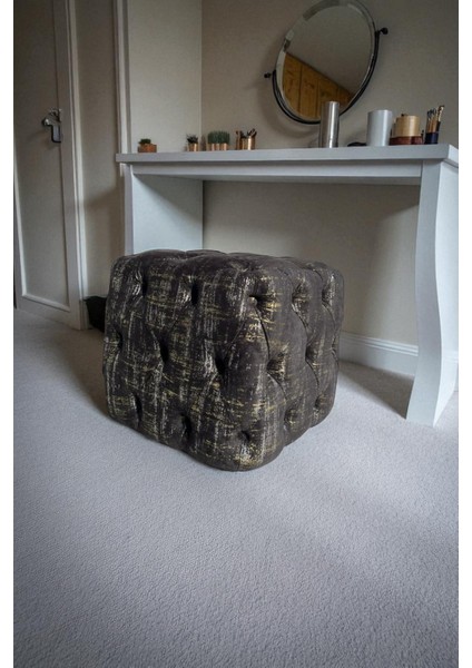 Küp Puf - BEST İthal Kadife Babyface Kumaş Varak Baskı - Modern Ve Şık Oturma Dekoratif Puf&Bench fiyatları