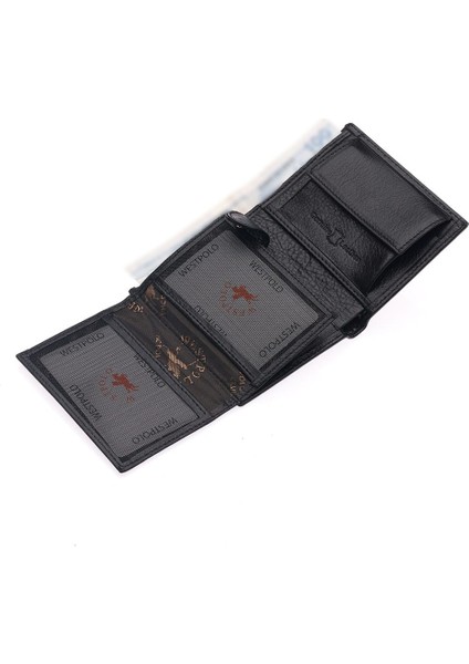 Kağıt Para ve Bozuk Para Bölmeli Hakiki Deri Erkek Cüzdanı - Siyah indirimleri
