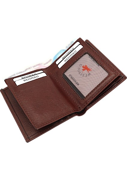 Hakiki Deri Kağıt Para, Bozuk Para ve Bol Kart Bölemli Erkek Cüzdan - Kahverengi fırsatları