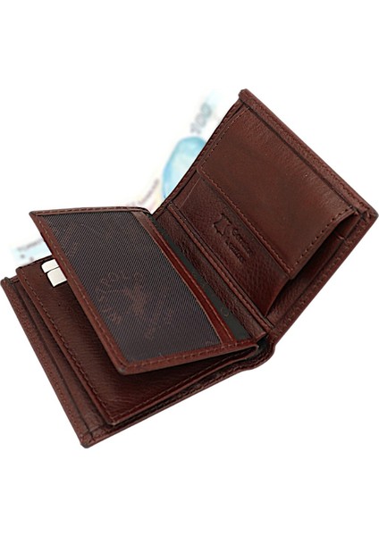Hakiki Deri Kağıt Para, Bozuk Para ve Bol Kart Bölemli Erkek Cüzdan - Kahverengi indirimleri