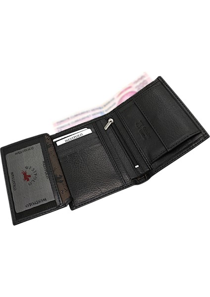 Hakiki Deri Kağıt Para ve Bozuk Para Bölmeli Erkek Cüzdanı - Siyah fırsatları