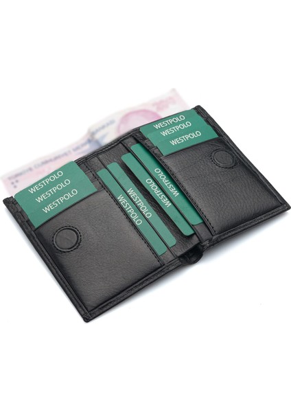 Hakiki Deri Kağıt Para ve Bol Kart Bölmeli Unisex Cüzdan - Siyah modelleri