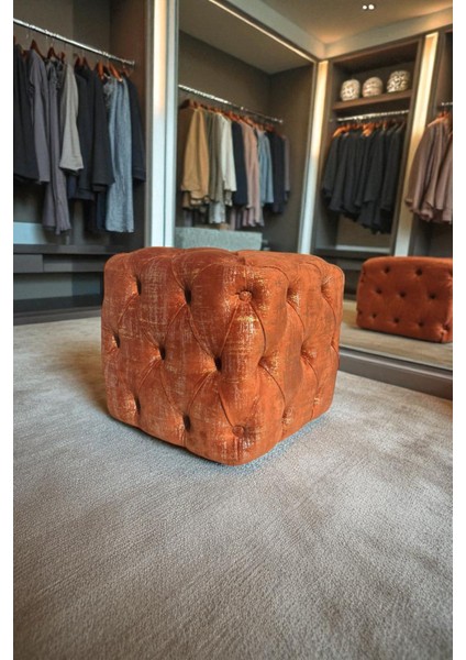 Küp Puf - BEST İthal Kadife Babyface Kumaş Varak Baskı - Modern Ve Şık Oturma Dekoratif Puf&Bench modelleri